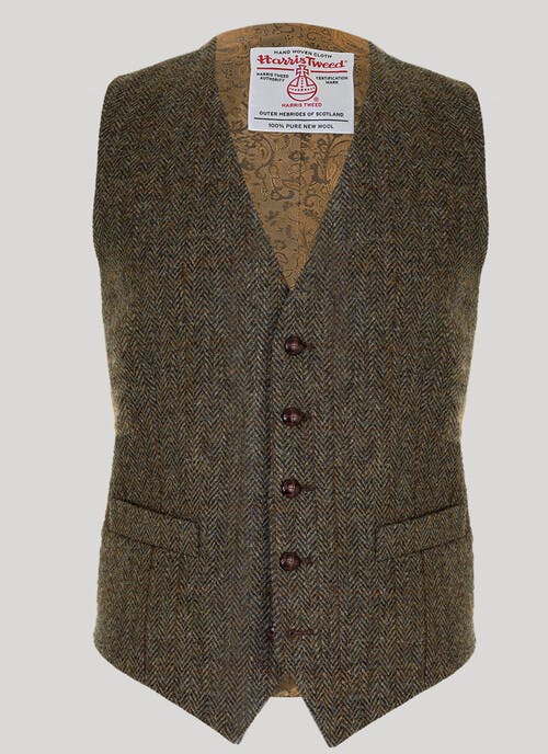 Grimsay Brown Herringbone HARRIS TWEED® Waistcoat