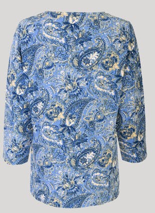 Textured Crew Neck Printed Top