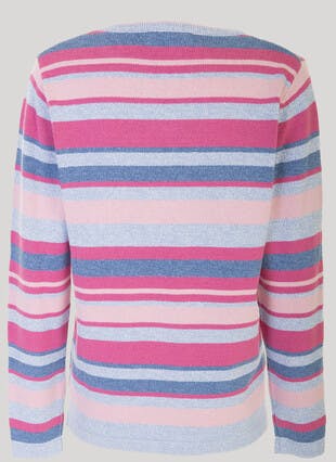 Pure Cotton Striped Notch Neck Jumper