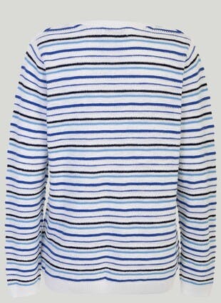 Pure Cotton Striped Notch Neck Jumper