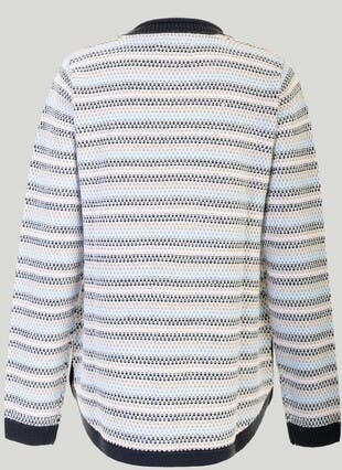 Button Detail Striped Crew Neck Jumper