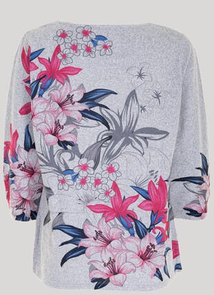 Jersey Placement Print Marl Top 