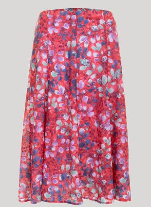 Printed A Line Midi Skirt