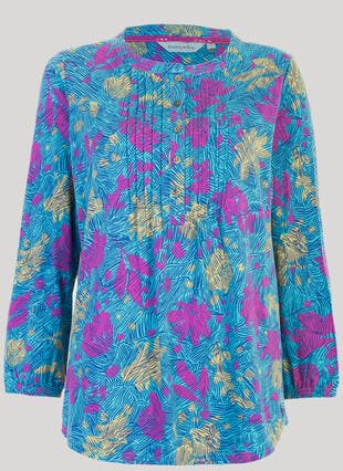 Cotton Blend Print Blouse 