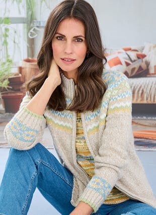Fairisle Zip Through Cardigan