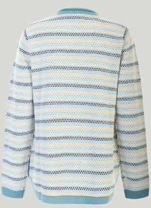 Button Detail Striped Crew Neck Jumper