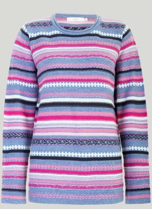 Textured Fairisle Crew Neck Jumper