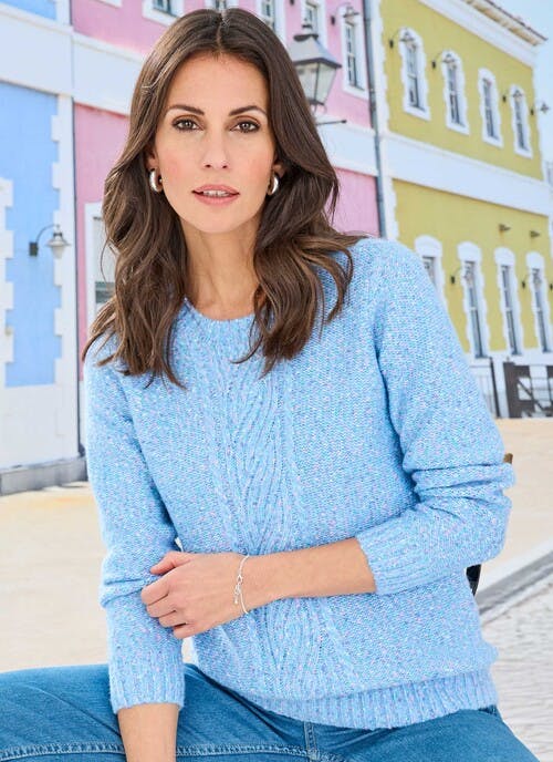 Cable Nep Knit Crew Neck Jumper