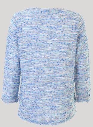 Cotton Blend Textured Crew Neck Top