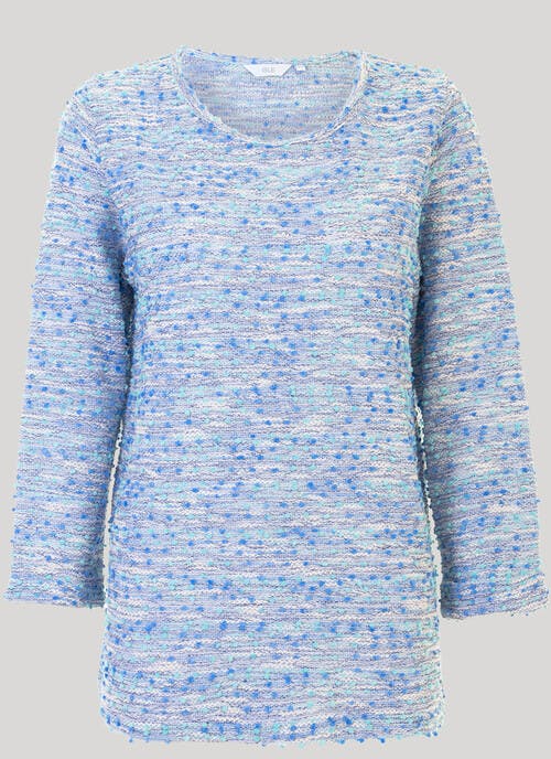 Cotton Blend Textured Crew Neck Top