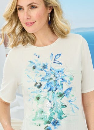 Watercolour Floral Print Top