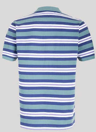 Cotton Pique Striped Polo Shirt