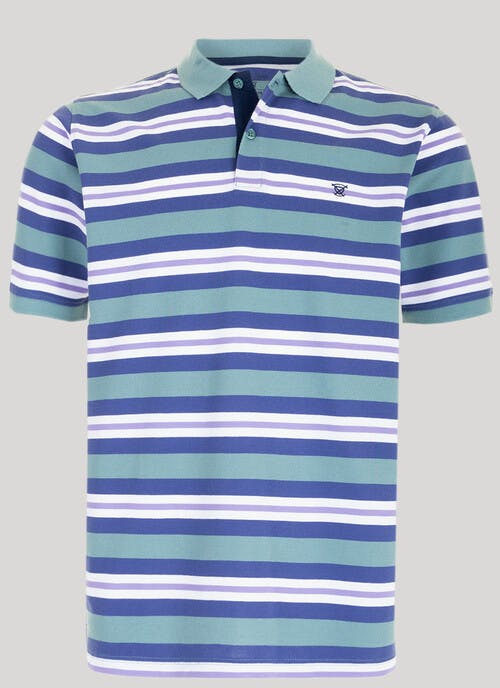 Cotton Pique Striped Polo Shirt