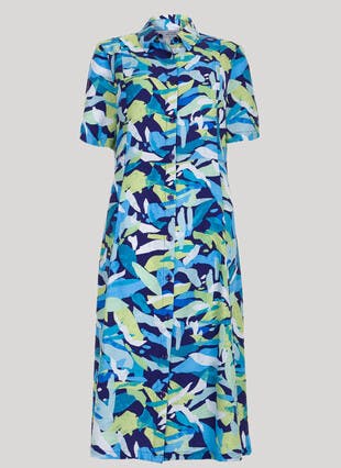 Printed Button Through Dress