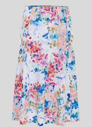 A Line Watercolour Floral Print Skirt