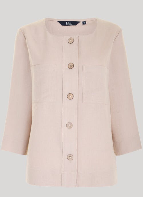 Textured Round Neck Jacket 