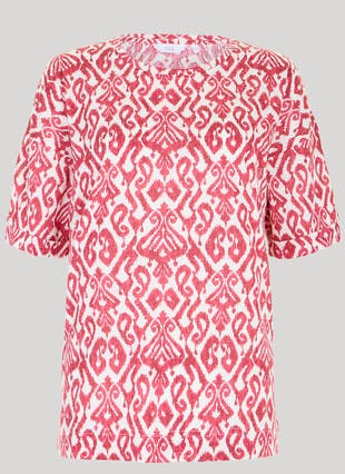 Linen Blend Print T-Shirt