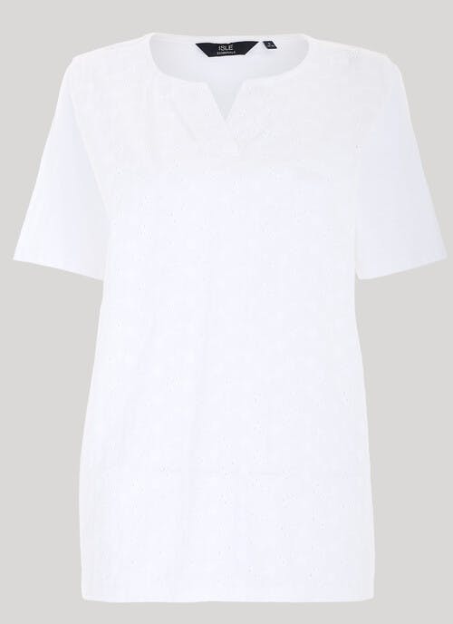 Pure Cotton Broderie Angalise Front T-Shirt