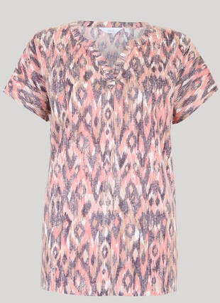Linen Blend Print T-Shirt