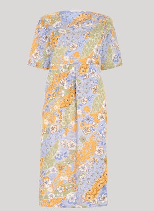 Cotton Blend Textured Midi Dress