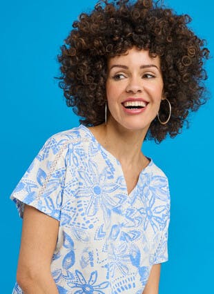 Cotton Slub Print Top