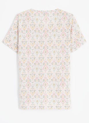 Linen Blend Embroidered V-Neck T-Shirt