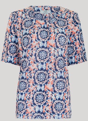 Printed Ruched Neck Top