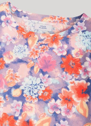 Soft Touch Pearl Neck Print Top