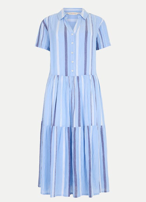 Textured Stripe Shirt Dress 