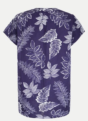 Cotton Blend Relaxed Print Top 