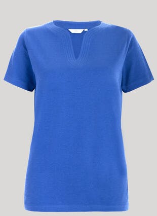 Pure Cotton Notch Neck T-Shirt