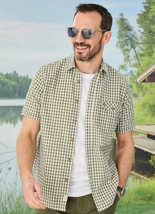 Cotton Blend Seersucker Shirt
