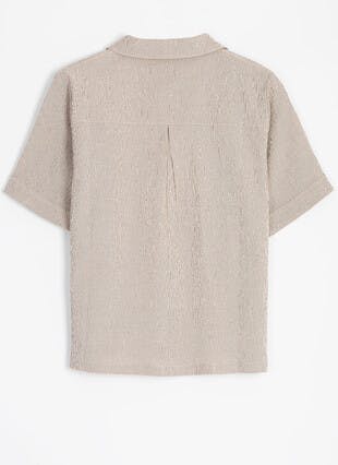 Crinkle Stripe Revere Collar Shirt