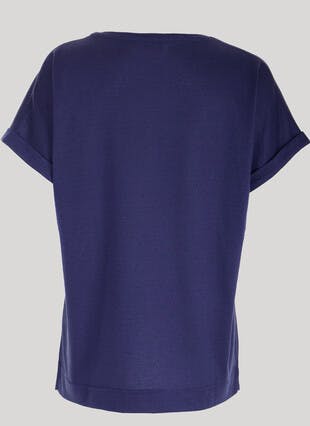 Linen Blend Embellished Palm Tree T-Shirt