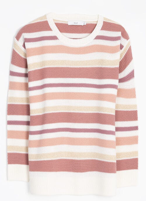 Textured Crew Neck Striped Jumper
