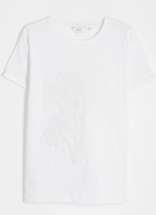 Pure Cotton Embroidered Palm Tree T-Shirt