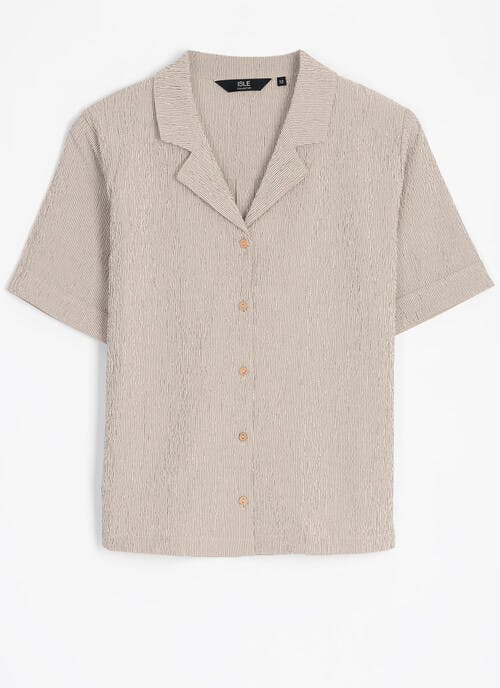 Crinkle Stripe Revere Collar Shirt
