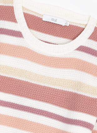 Textured Crew Neck Striped Jumper