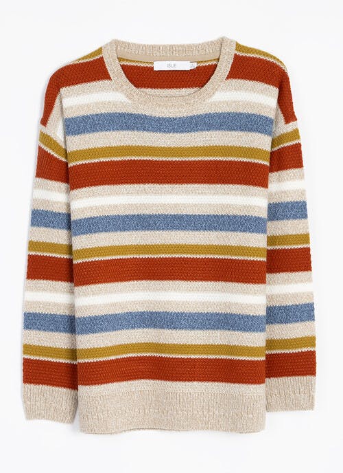 Textured Crew Neck Striped Jumper