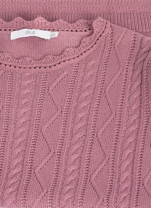 Cable Knit Scallop Edge Crew Neck Jumper