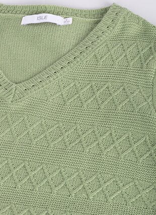 Textured Stitch V Neck Jumper