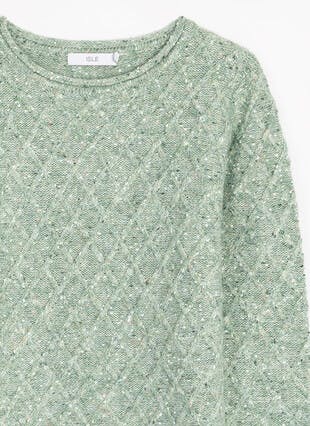Lattice Nep Knit Crew Neck Jumper