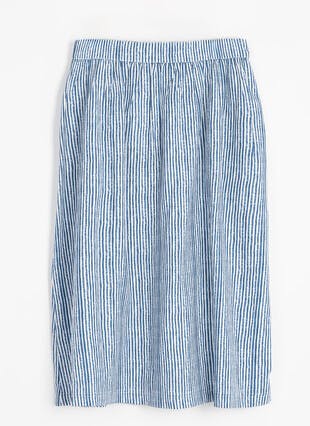Linen Blend Stripe Midi Skirt 