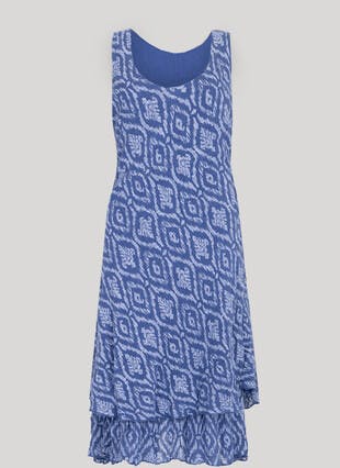 Cotton Blend Tiered Aztec Print Dress 