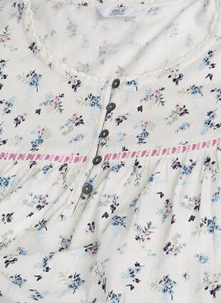 Pure Cotton Button Detail Printed Nightdress