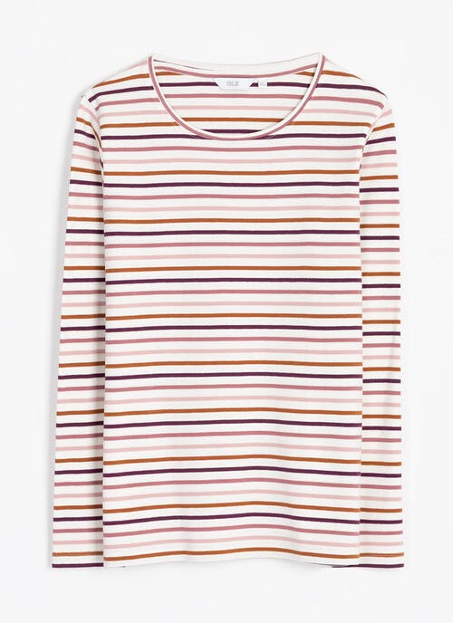 Pure Cotton Striped Crew Neck Top