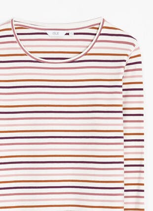 Pure Cotton Striped Crew Neck Top