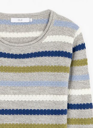 Textured Stitch Striped Crew Neck Jumper