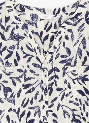 Pure Cotton Notch Neck Blouse