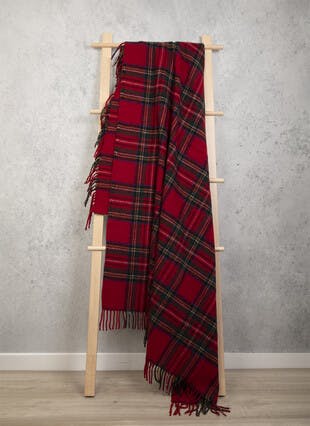 Recycled Wool Mix Tartan Blanket
